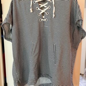 Striped Lace-Up Hoodie